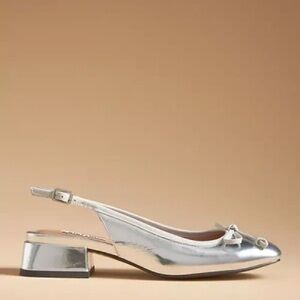 Bibi Lou Suzy Slingback Heels, Silver, 36 (Anthropologie)